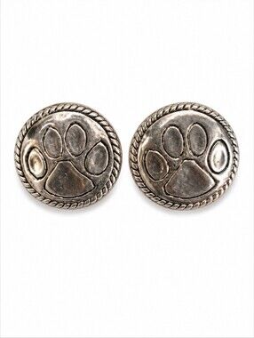 VTG BEST Paw Print Round Clip-on Earrings